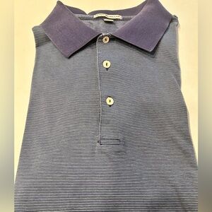 Peter Millar 100% Cotton Polo Large Navy/White